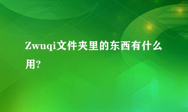 Zwuqi文件夹里的东西有什么用?