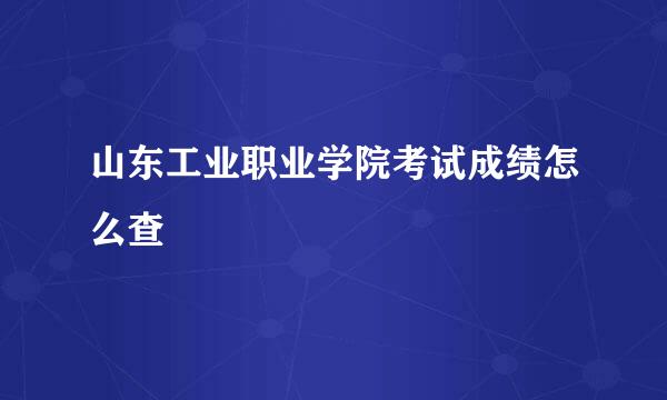 山东工业职业学院考试成绩怎么查