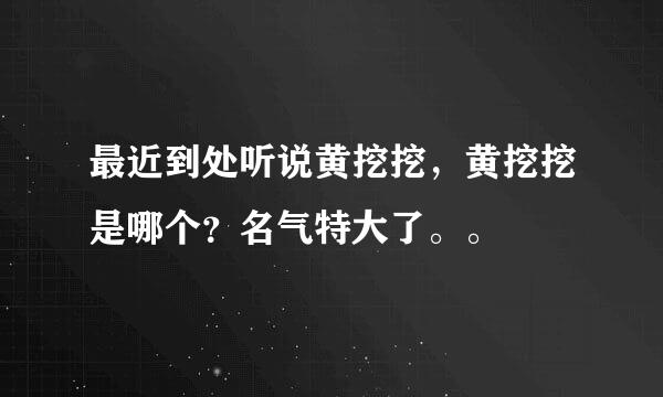 最近到处听说黄挖挖，黄挖挖是哪个？名气特大了。。