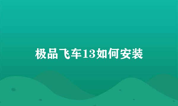 极品飞车13如何安装