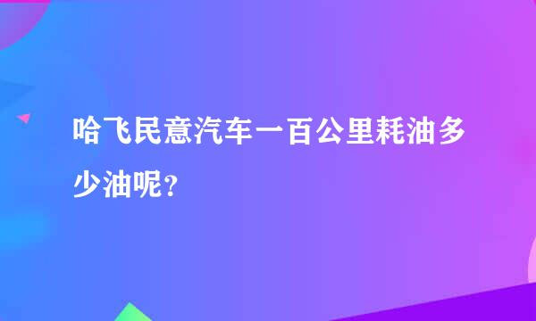 哈飞民意汽车一百公里耗油多少油呢？