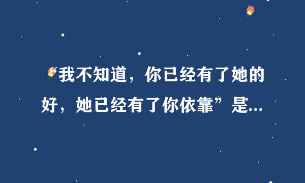 “我不知道，你已经有了她的好，她已经有了你依靠”是哪首歌的歌词？