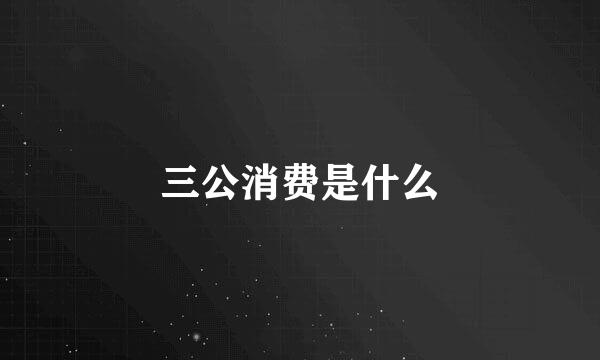 三公消费是什么