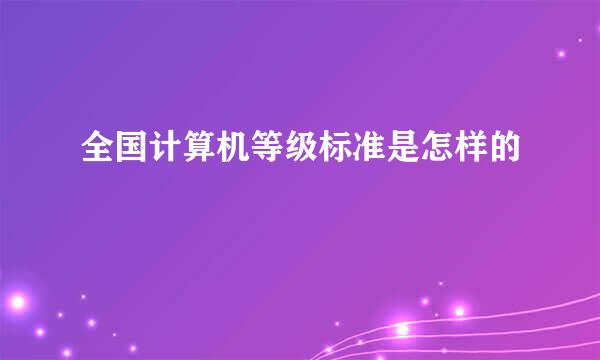 全国计算机等级标准是怎样的