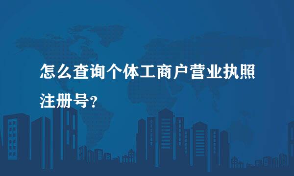 怎么查询个体工商户营业执照注册号？