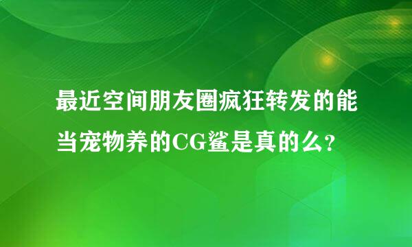 最近空间朋友圈疯狂转发的能当宠物养的CG鲨是真的么？