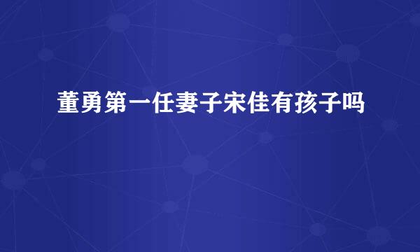 董勇第一任妻子宋佳有孩子吗