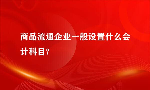 商品流通企业一般设置什么会计科目?