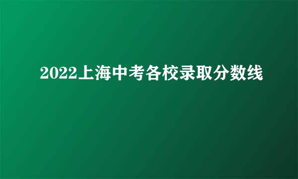 2022上海中考各校录取分数线