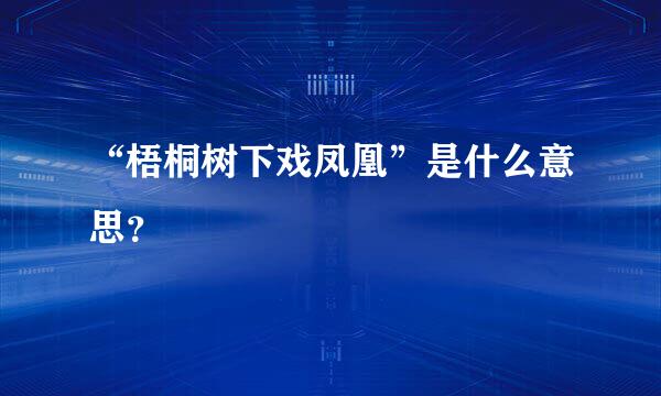 “梧桐树下戏凤凰”是什么意思？