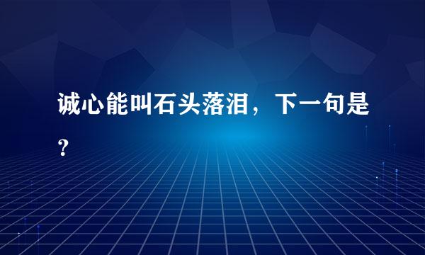 诚心能叫石头落泪，下一句是？