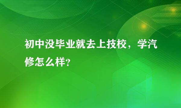 初中没毕业就去上技校，学汽修怎么样？