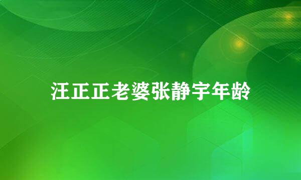 汪正正老婆张静宇年龄