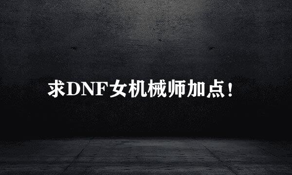 求DNF女机械师加点！