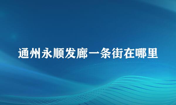 通州永顺发廊一条街在哪里