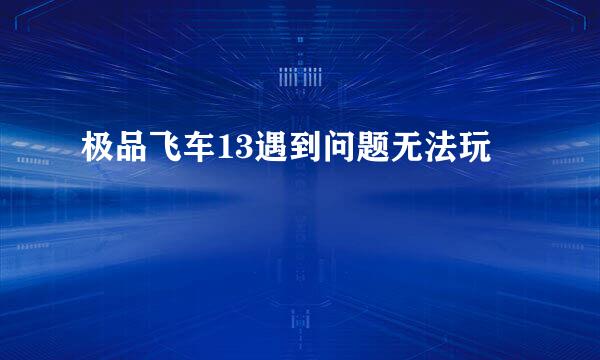 极品飞车13遇到问题无法玩