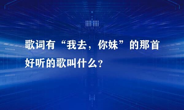 歌词有“我去，你妹”的那首好听的歌叫什么？