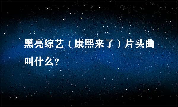 黑亮综艺（康熙来了）片头曲叫什么？