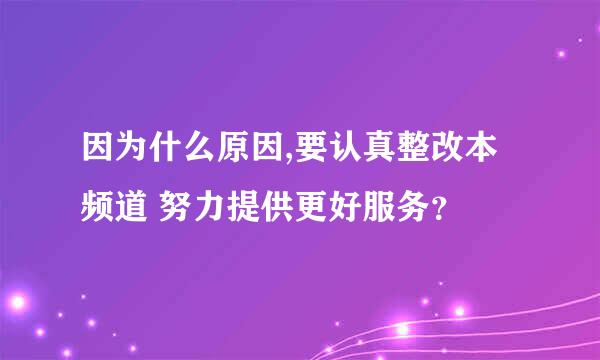 因为什么原因,要认真整改本频道 努力提供更好服务？