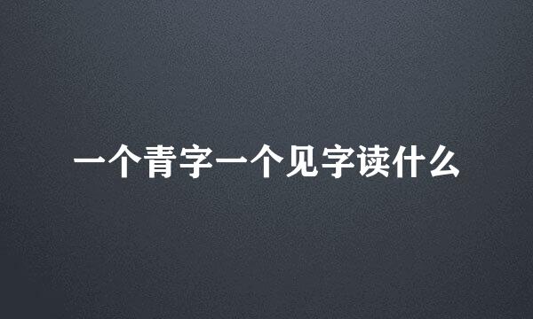 一个青字一个见字读什么