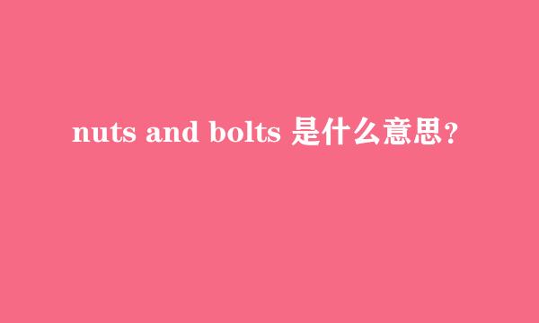 nuts and bolts 是什么意思？