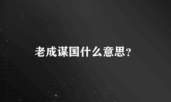 老成谋国什么意思？