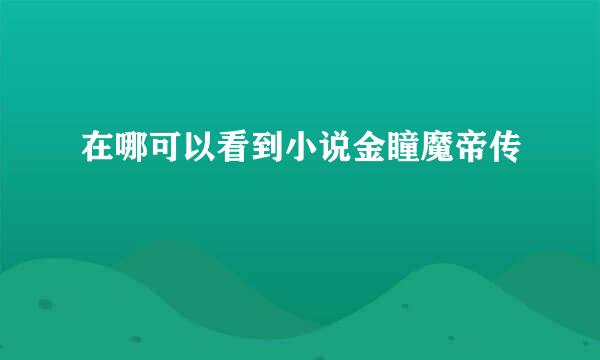 在哪可以看到小说金瞳魔帝传