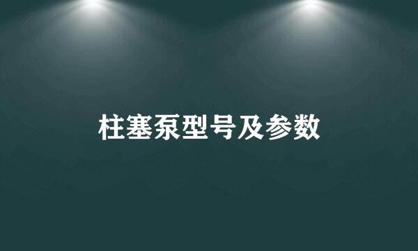 柱塞泵型号及参数