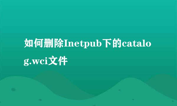 如何删除Inetpub下的catalog.wci文件