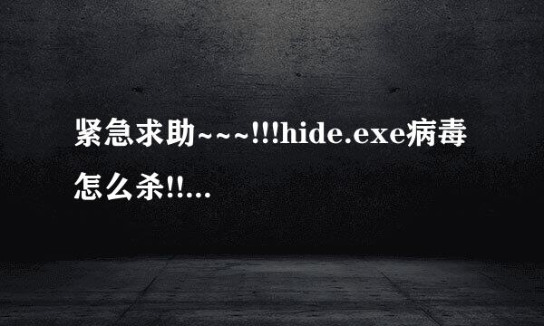 紧急求助~~~!!!hide.exe病毒怎么杀!!!~~~!!!急~~!急~~~~!急~~~!