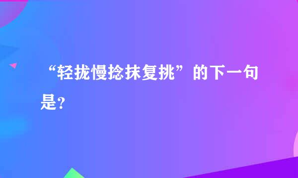 “轻拢慢捻抹复挑”的下一句是？