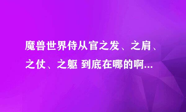 魔兽世界侍从官之发、之肩、之仗、之躯 到底在哪的啊？ 求图