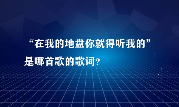 “在我的地盘你就得听我的”是哪首歌的歌词？