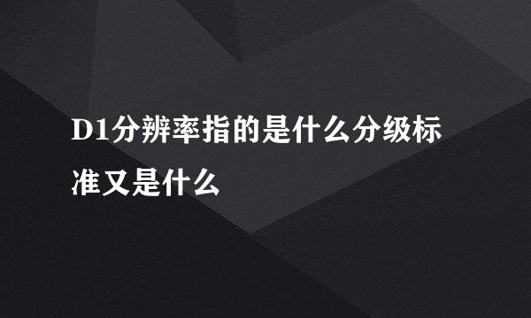 D1分辨率指的是什么分级标准又是什么