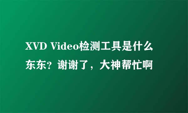 XVD Video检测工具是什么东东？谢谢了，大神帮忙啊