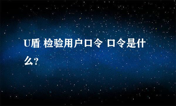 U盾 检验用户口令 口令是什么？