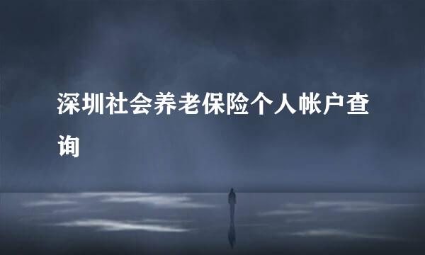 深圳社会养老保险个人帐户查询