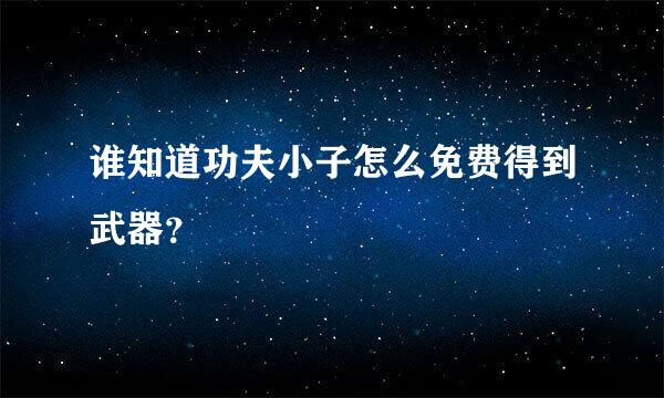 谁知道功夫小子怎么免费得到武器？