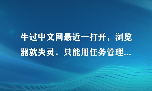 牛过中文网最近一打开，浏览器就失灵，只能用任务管理器结束掉