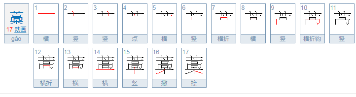 一个草字头一个高一个木念什么