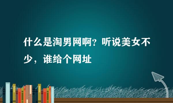 什么是淘男网啊？听说美女不少，谁给个网址