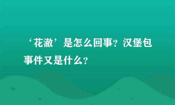 ‘花澈’是怎么回事？汉堡包事件又是什么？