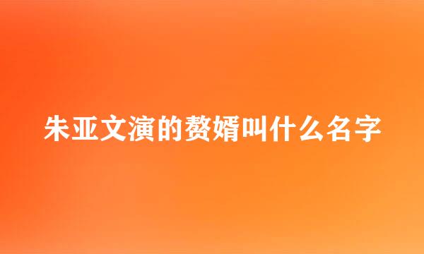 朱亚文演的赘婿叫什么名字