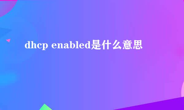 dhcp enabled是什么意思