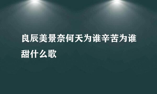 良辰美景奈何天为谁辛苦为谁甜什么歌