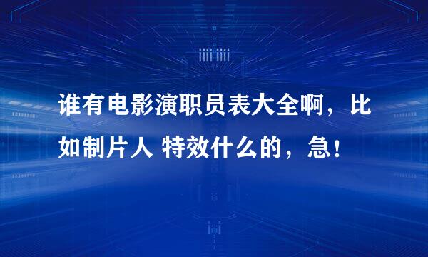 谁有电影演职员表大全啊，比如制片人 特效什么的，急！