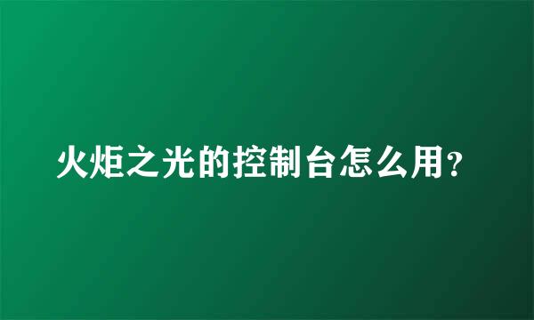 火炬之光的控制台怎么用？