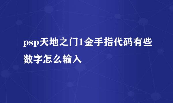 psp天地之门1金手指代码有些数字怎么输入