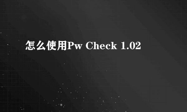 怎么使用Pw Check 1.02