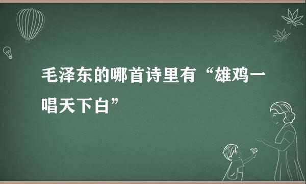 毛泽东的哪首诗里有“雄鸡一唱天下白”